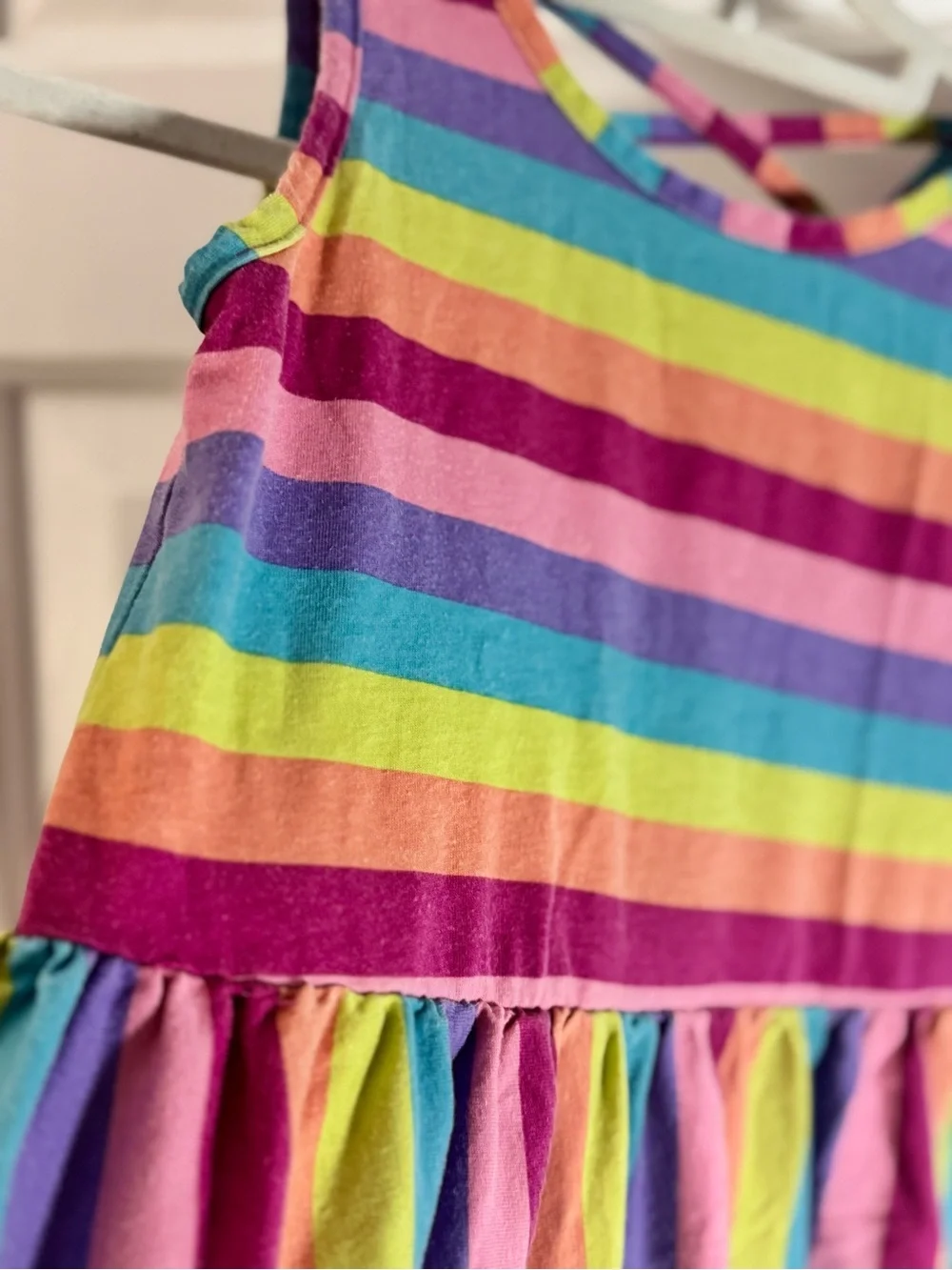 ✨5/$12 the Children’s Place rainbow Stripe Sleeveless Dress girls medium 7/8 - Picture 6 of 7
